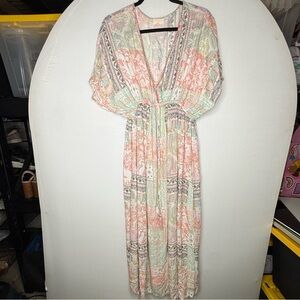 World market viscose buttery soft Floral Pastel Maxi Dress with V-Neck